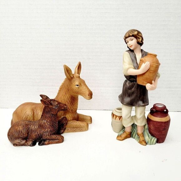 Thomas Kinkade Caring For Her Young & Dutiful Peasant Figurines Nativity 2004 - Picture 1 of 10